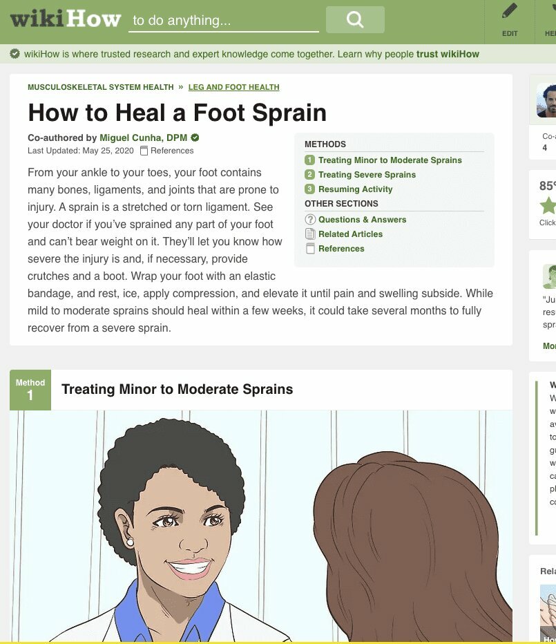 Dr. Cunha Tells wikiHow How To Heal A Foot Sprain