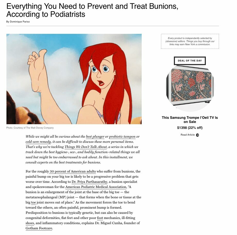 New York Magazine Talks To Podiatrist About Bunion Prevention