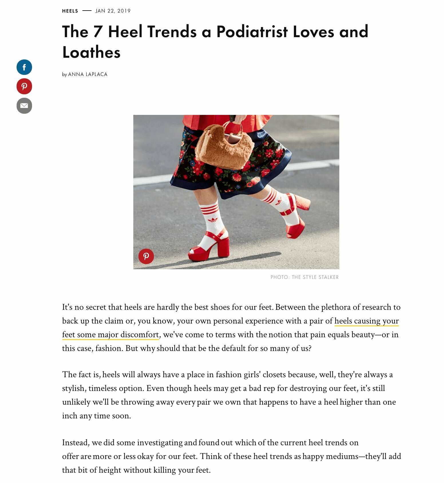 Dr. Cunha Speaks to Fashion Site About New Heel Trends