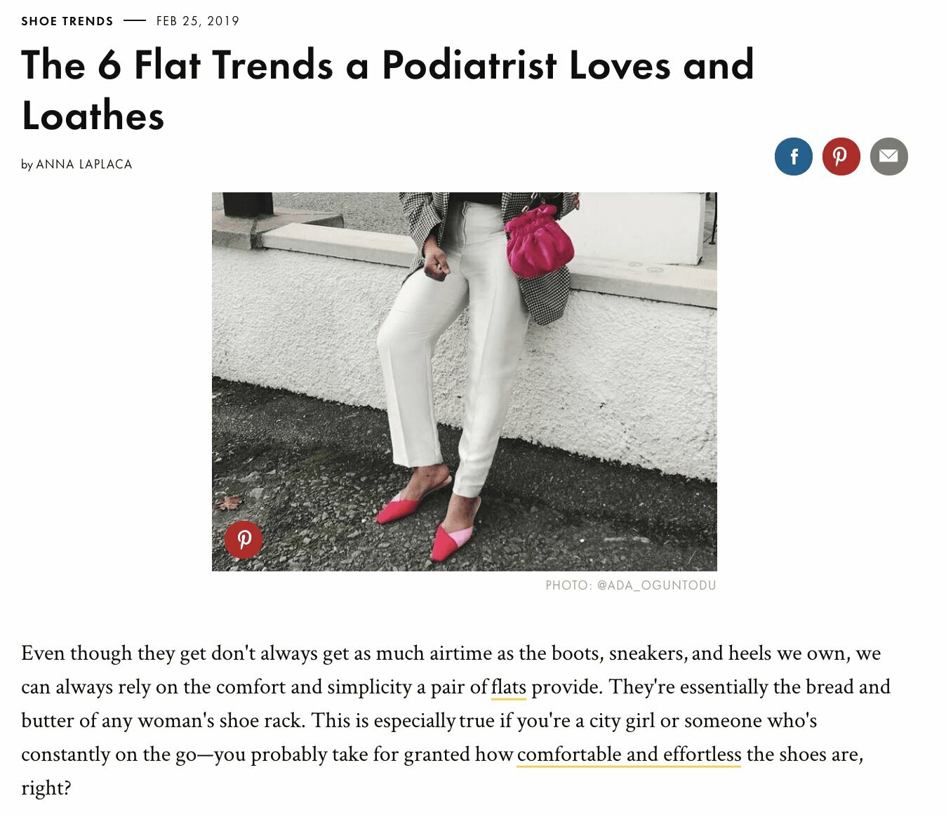 Fashion Site Interviews Dr. Cunha On Latest Flat Shoe Trends