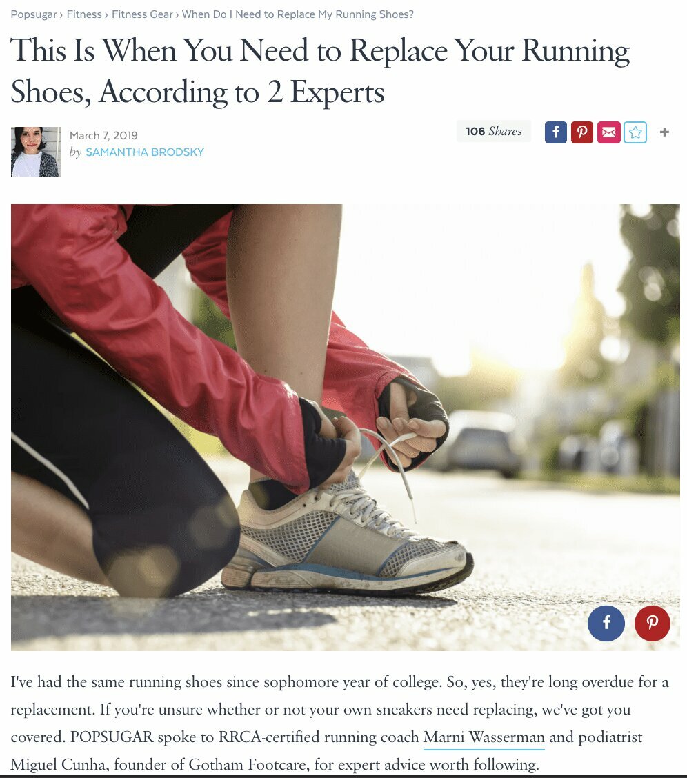 Lifestyle Site Asks Dr. Cunha About How Often You Should Replace Running Shoes