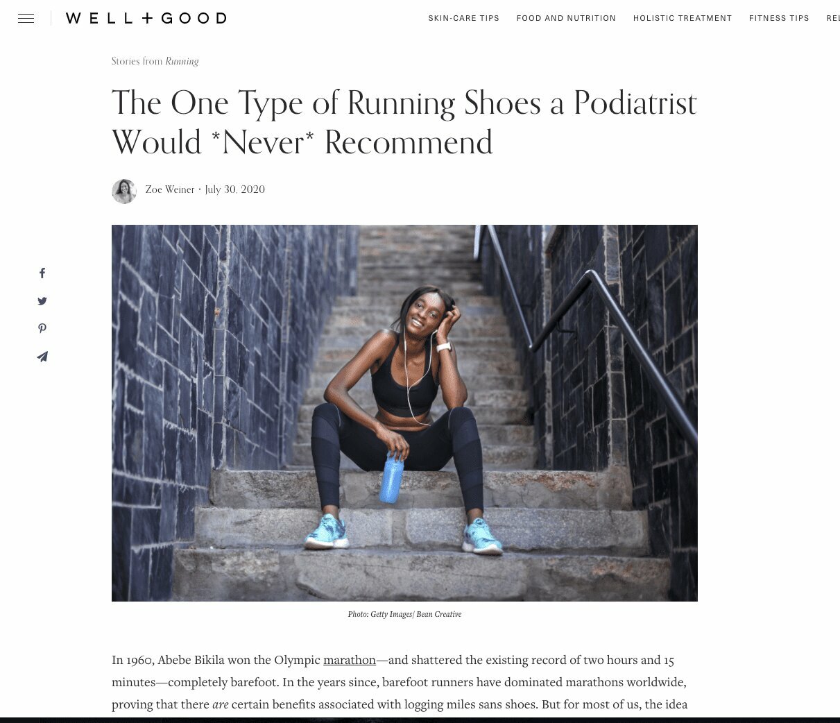 NYC Podiatrist Advises Well+Good Against Zero-Drop Shoes