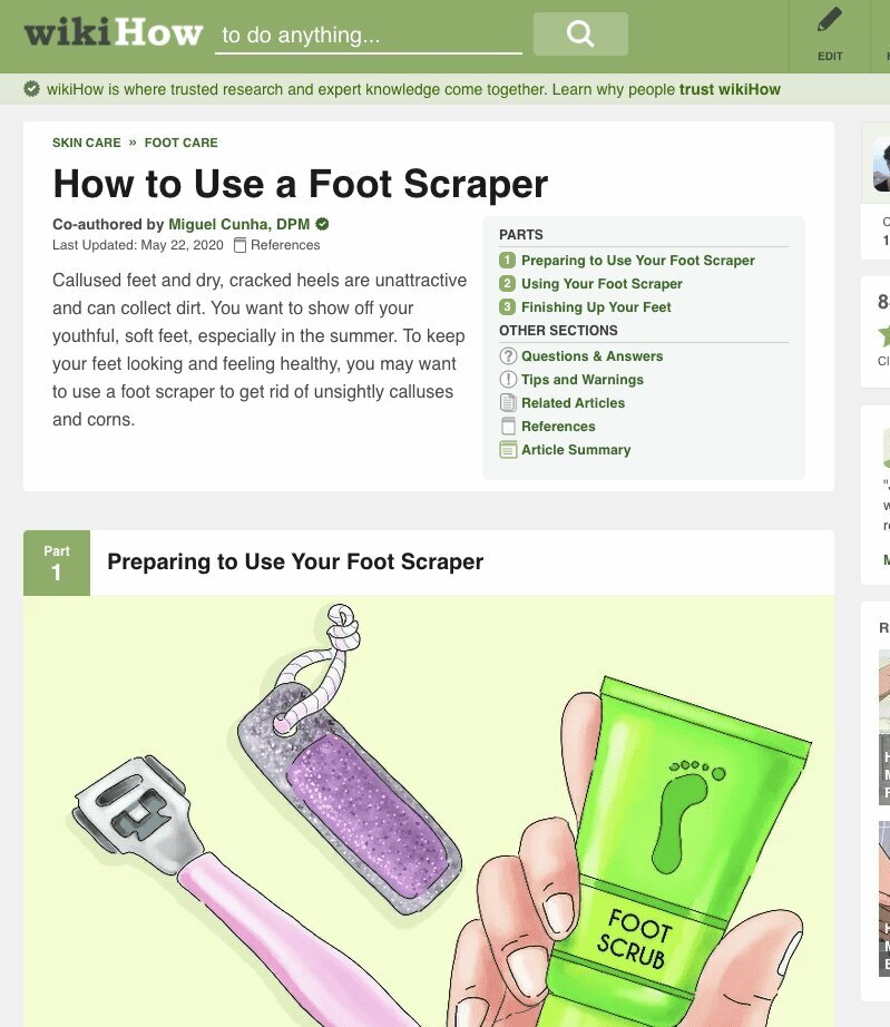 Dr. Cunha Teaches Us How To Use A Foot Scraper In wikiHow Article 