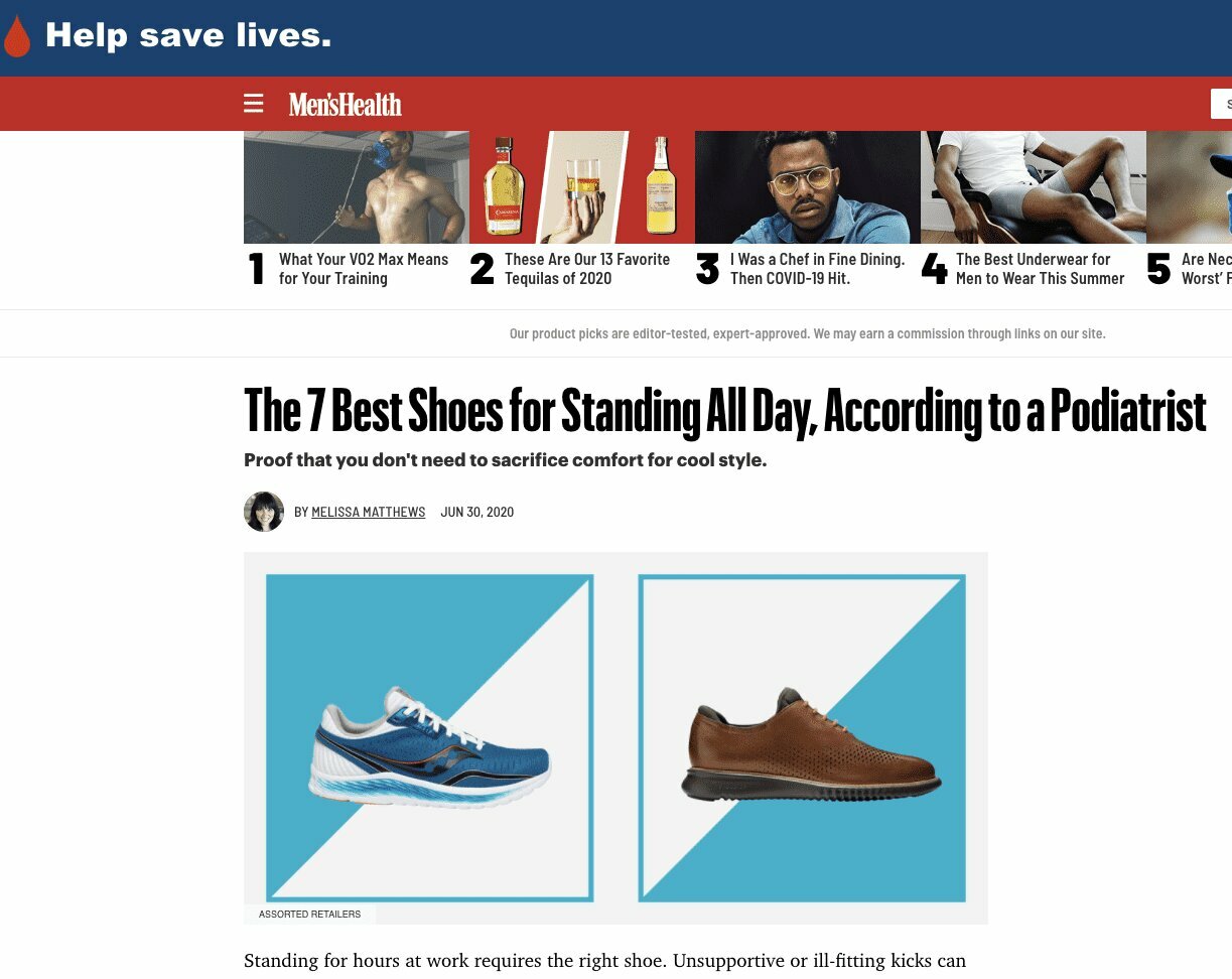 Dr. Cunha Names Best Shoes For Standing All Day For Men’s Health
