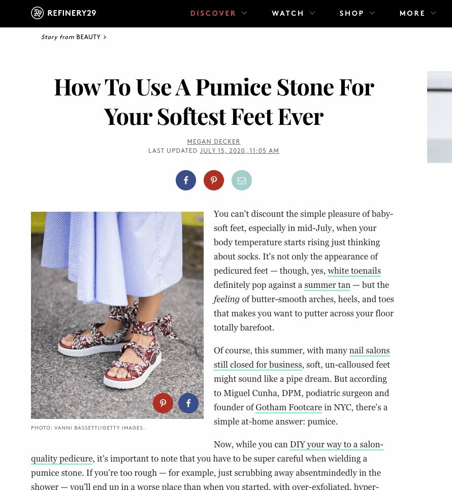 Dr. Cunha Explains To Refinery29 How To Properly Use A Pumice Stone