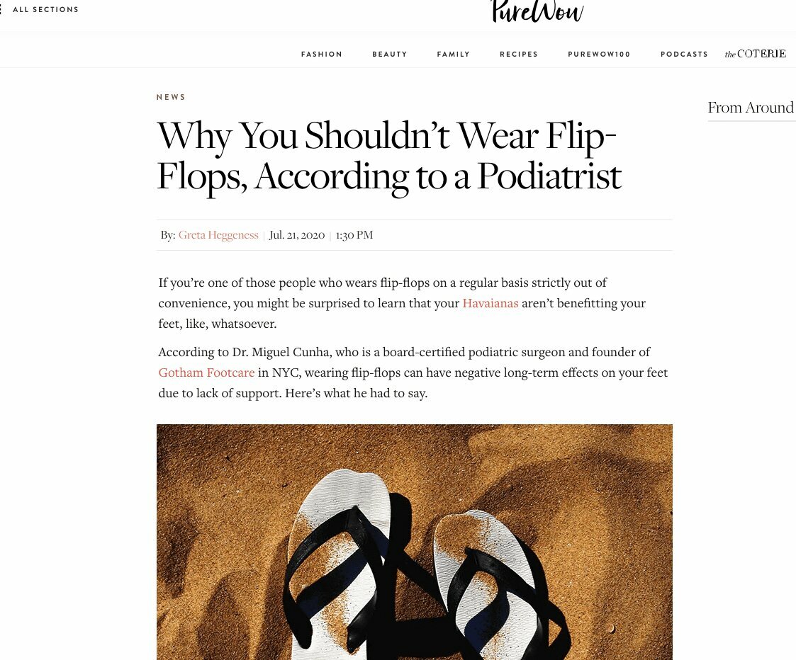 Manhattan Podiatrist Warns PureWow Of The Dangers Of Flip Flops
